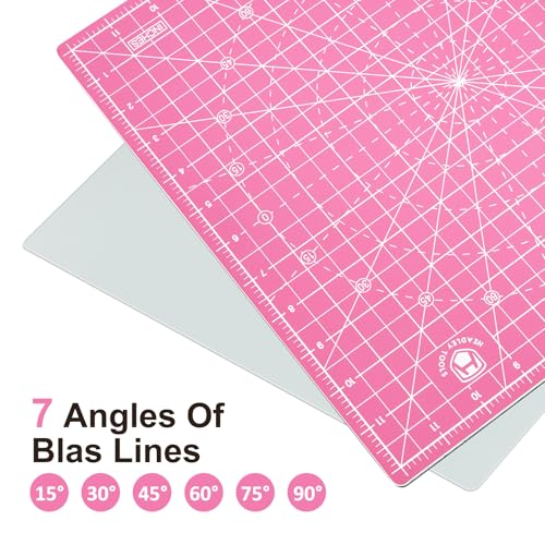 Headley Tools 12"x12" Rotating Cutting Mat, Self Healing Mat with 360-Degree Rotation & Anti-Slip Base, Sewing Board Cutting Mat Perfect for Fabric Quilting Leather Hobby Project，Pink - color: Pink, size: 12"L x 12"W