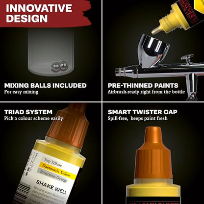 The Army Painter, Airbrush Primary Bundle Red, 2 Triads x 6 x 18 ml | Pre-thinned Acrylic spray gun paints - Paint sprayer paint for D&D & Warhammer Miniatures - color: Red
