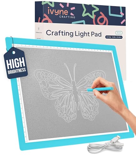 iVyne Corded Light Pad for Weeding Vinyl - A4 Light Box for Drawing - Light Board for Tracing - Light Box for Diamond Painting, Weeding Vinyl, Sketching, Tracing (Blue) - color: Blue, size: Corded - Light Pad