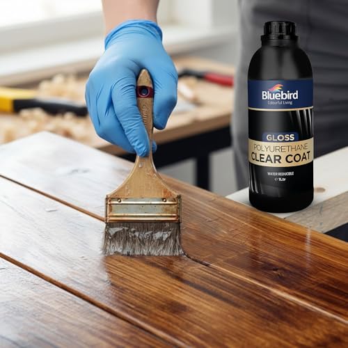 Bluebird Polyurethane Clear Coat for Furniture, Paintings, Water-Based Professional Varnish (Gloss, 33.8 Fl Oz) - color: Gloss, size: 33.8 Fl Oz