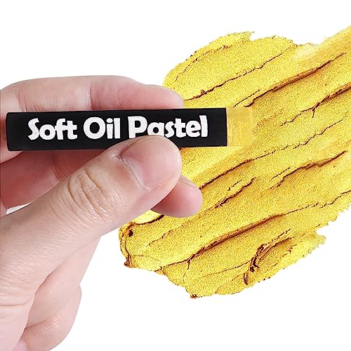 Mifuner Soft Oil Pastels Set (5 Sticks), Single Colors Heavy Oil Pastels Vibrant and Creamy,Pastel Art Supplies for Artists,Gallery Oil Painting Stick for Adult Art Drawing. Gold - color: Pastel-5pcs Gold