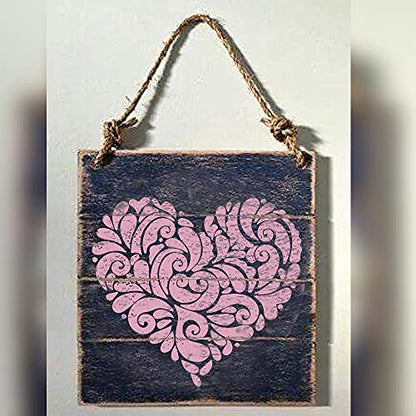 DLY LIFESTYLE Mandala Heart Stencils for Painting on Walls, Wood, Canvas, Paper, Fabric, and Furniture - 7x7 Inch Mandala Stencil - Reusable DIY Art and Craft Stencils - Valentines Stencil - color: Mandala Heart 7"x7"