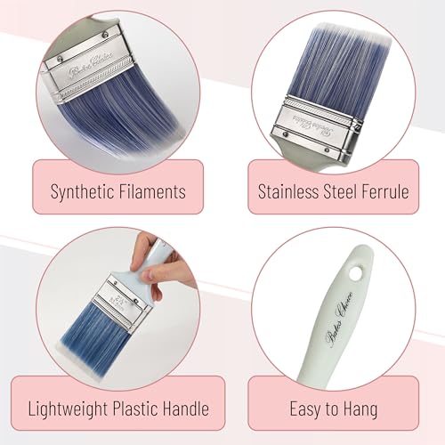 Bates 4Pack Plastic Handle Paint Brushes - Pastel Colors, Stain, Furniture & Wall Painting - color: Pastel Plastic Handle, size: 4 Pack, 1.5", 2", 2.5", 3"