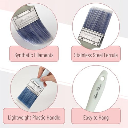 Bates 4Pack Plastic Handle Paint Brushes - Pastel Colors, Stain, Furniture & Wall Painting - color: Pastel Plastic Handle, size: 4 Pack, 1.5", 2", 2.5", 3"
