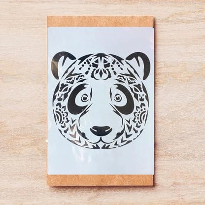 TIAMECH A4 Reusable Mandala Zentangle Panda Stencil for Painting - style: Mandala Panda
