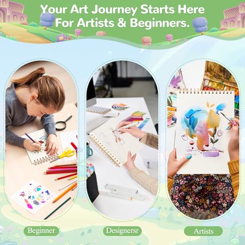 Elvendreth Drawing Paper Pad, 5x7.5 Inch, 140lb/300gsm No Bleed-Through Watercolor Paper, Spiral-Bound/Tear-Line, 30 Sheets for Adults, Kids, Artists -Watercolor Book, Exercises & Mixed Media