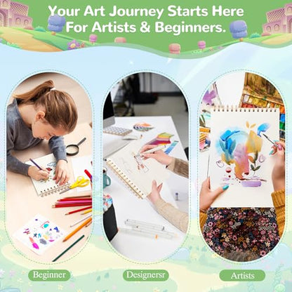 Elvendreth Drawing Paper Pad, 5x7.5 Inch, 140lb/300gsm No Bleed-Through Watercolor Paper, Spiral-Bound/Tear-Line, 30 Sheets for Adults, Kids, Artists -Watercolor Book, Exercises & Mixed Media