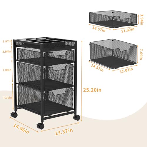 Rolling Utility Cart with 3 Drawers, Craft Organizer and Storage with DIY Divider, Lockable Wheels, Multi-Functional Storage for Art Supplies, Store for Brushes & Paints & Small Parts(Patent Pending) - color: Black, size: 3 Drawers