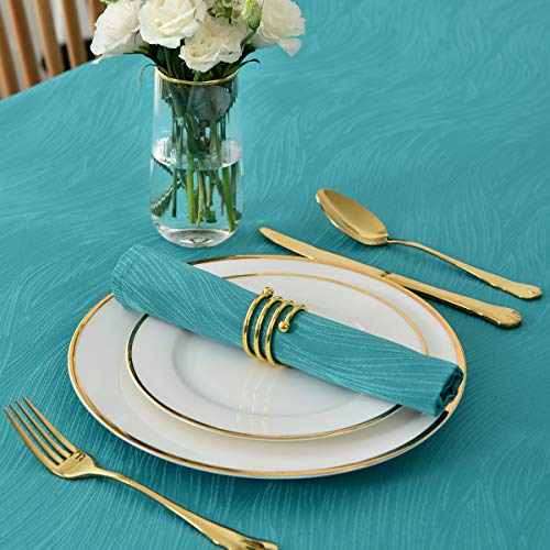 maxmill Jacquard Cloth Napkin 20 x 20 Inch Swirl Design Solid Washable Polyester Dinner Napkins Set of 4 with Hemmed Edges for Family Holiday Dinners Weddings Parties and Banquets Teal - color: Teal, size: 20" x 20" (Set of 4)