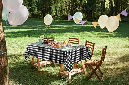 Utopia Kitchen Plastic Table Cloth Disposable [Black Check, 12 Pack] | Rectangle Tablecloth Waterproof Stain Resistant Party Table Cover - color: Black Check, size: 54X108 Inch - 12PC