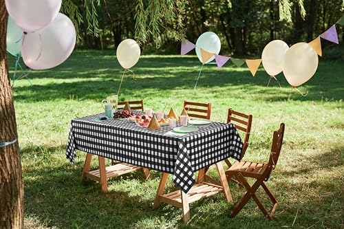 Utopia Kitchen Plastic Table Cloth Disposable [Black Check, 6 Pack] | Rectangle Tablecloth Waterproof Stain Resistant Party Table Cover - color: Black Check, size: 54X108 Inch - 6PC
