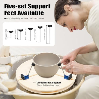 Pottery Machine Turntable Clamp, Detachable Ceramic Pottery Trimming Tool Set, Adjustable Ceramic Art Spinner Repair Tool for Beginners and Professionals