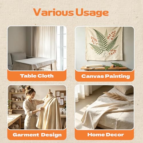 5 oz Lightweight Canvas Fabric, Soft Natural Cotton Blend 60'' Wide for Sewing, Painting, Tote Bags, Embroidery, DIY Crafts (Unbleached, 5 Yard) - color: Unbleached - 5oz, size: 5YD-(60'' x 180'')