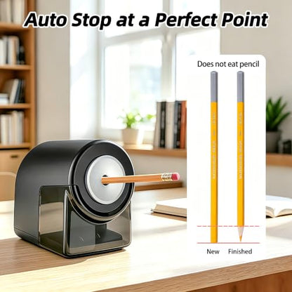 deli Electric Pencil Sharpener,Heavy Duty Pencil Sharpener, Black - color: Black