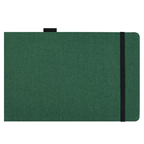 Mifuner 5"x 8" 220gsm Travel Handmade Cloth Cover Watercolor Paper 80 pages (40sheet frond and back) Notebook Journal Painting Paper Perfect for Travel Green - color: Long-green