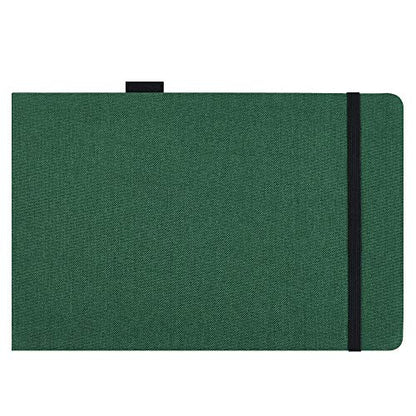 Mifuner 5"x 8" 220gsm Travel Handmade Cloth Cover Watercolor Paper 80 pages (40sheet frond and back) Notebook Journal Painting Paper Perfect for Travel Green - color: Long-green