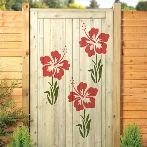 8 Pcs Large Flower Stencils for Painting, 11.81 X 11.81 Inch Flower Stencils for Crafts Reusable, Wood and Wall Stencils for Painting Large Pattern, DIY Templates Holiday Wall Paper (C) - style: C