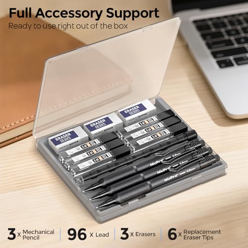 Nicpro Art Mechanical Pencil 0.9mm with Case, 3PCS Mechanical Pencils 0.9 - style: 0.9mm(3 Pcs)