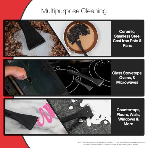 Plastic Scraper Tool, 2 Pack, Non-Scratch, 1.7 Inch Wide Blade | Long Ergonomic Handle, Heat Resistant (460F), Dishwasher Safe - Clean Ovens, Countertops, Hard Floors, Walls, and Windows