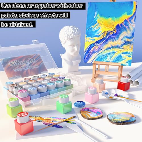 Metallic Acrylic Paint Set of Premium 30 Colors with Boxes, Professional Grade Metallic Paint with 1fl oz（30ml） Bottles, Non-Toxic, Rich Pigments - For Artists, Hobby Painters, Kids