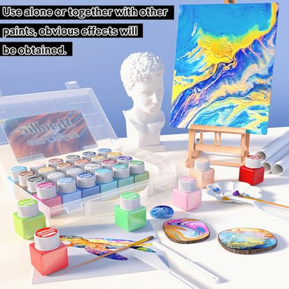 Metallic Acrylic Paint Set of Premium 30 Colors with Boxes, Professional Grade Metallic Paint with 1fl oz（30ml） Bottles, Non-Toxic, Rich Pigments - For Artists, Hobby Painters, Kids
