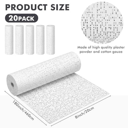 Nuogo 20 Pack Plaster Cloth Gauze Bandage Roll Bulk 5 Yards,8 x 180 Inch