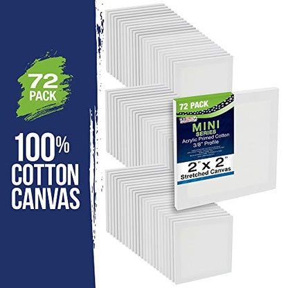 U.S. Art Supply 2x2 Mini Canvases for Painting, 72 Pack Bulk Small | Stretched Artist Canvas Professional Primed - Ideal for Arts & Crafts - size: 2" x 2" - Pack of 72
