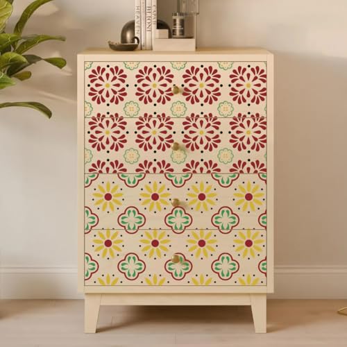 Talavera Stencil Mexican Tile Stencils for Painting 6" | Mexican Floral Stencils Folk Tile Stencil for Painting on Furniture Stairs Wood Fabric DIY Crafts Decor - style: Tile 30P/6IN