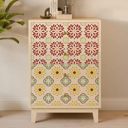 Talavera Stencil Mexican Tile Stencils for Painting 6" | Mexican Floral Stencils Folk Tile Stencil for Painting on Furniture Stairs Wood Fabric DIY Crafts Decor - style: Tile 30P/6IN