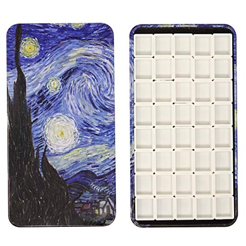 Honbay Watercolor Tins Palette Paint Case with 40pcs Plastic Half Pans (Starry Night) - color: Starry Night