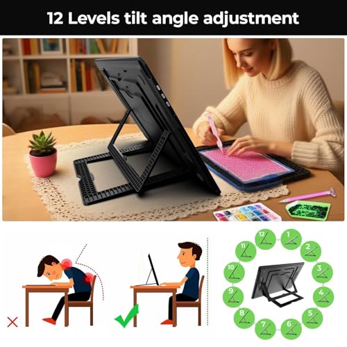 Zocelight Rechargeable A3 Light Board with Built-in Stand & Bag,Super Bright Magnetic Light Box for Tracing,Wireless Light Pad for Diamond Painting,Side Buttons,LED Light Table for Drawing,Sketching - size: A3 with Stand & Bag