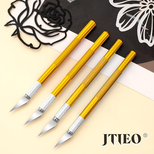 Exacto Knife Craft Knife Hobby Knife 74 Pack with 4 Upgrade Sharp Hobby Knives and 70 Spare Knife Blades for Art, Scrapbooking,Stencil (Gold) - color: Gold