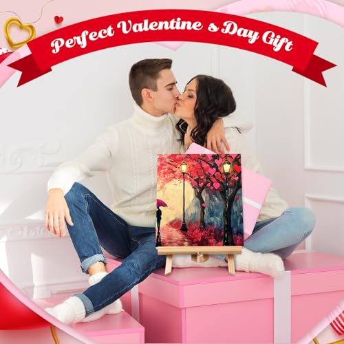 Zhanmai 2 Pack Sip and Paint Kit for Couples Date Night | 8 x 10 Inch, Pre Drawn Canvas Heart Road, Paint Party Supplies, Romantic Adult Activity, Includes Easels Aprons Brushes Set - size: 8 x 10 Inch, style: Romantic Road