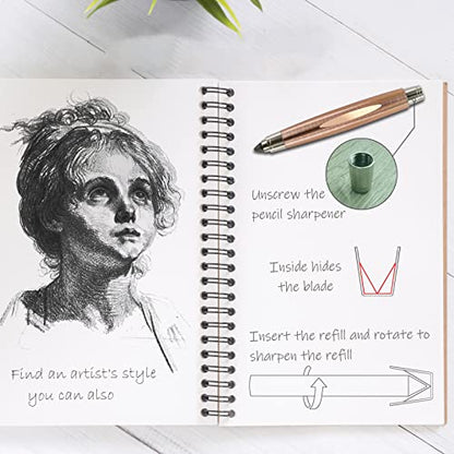WSD Sketch Up 5.6mm Mechanical Pencil Mechanical Clutch with Built Sharpener (Gold) - color: gold
