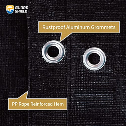 GUARD SHIELD Tarps Heavy Duty Waterproof 16x20 Feet Black Poly Tarp Cover Outdoor Thick UV Resistant Tarpaulin with Grommets 10mil - color: Black, size: 16x20