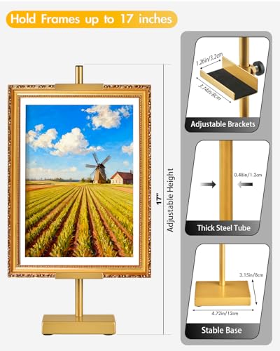 Rofio Gold Easel, 17" Adjustable Tabletop Picture Frame Stand for Signs - color: Gold