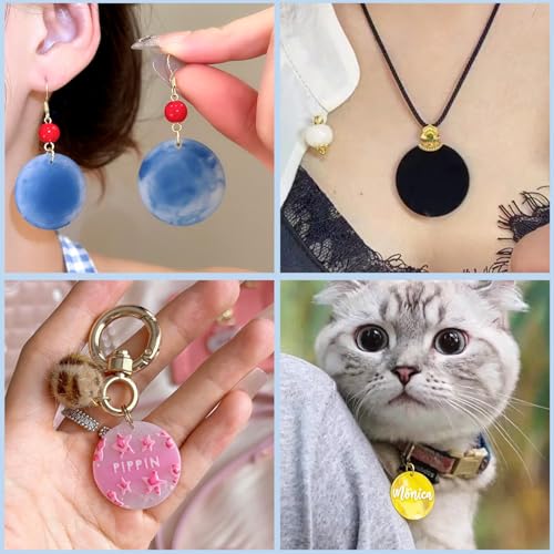 Resin Keychain Molds with Hole, Set of Round Keychain Casting Molds - color: Round Resin Pandant Molds
