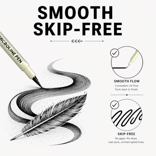 SAKEYR Fineliner Pens, 12 Size Micro Pen Set Black (0.2–3.0mm + Brush), Ultra Fine Point Art Drawing Pens, Waterproof & No Bleed Quick Dry Ink for Artists, Sketching, Manga, Illustration, Journaling