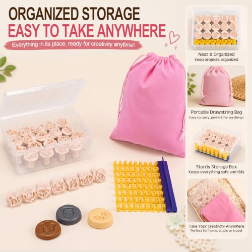 30 Pcs Animal Pattern Clay Modeling Stamp Set with 72-Character Letter Stamps and Storage Box, Animal Pattern Stamps for Polymer/Ceramic Clay, Pottery Craft, Cookie and Jewelry Making - style: Animal