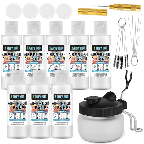 X ARTY HUB Airbrush Cleaning Kit, 32.4 fl oz Cleaner, Cleaning Pot & Tools - size: Airbrush Cleaning Kit with 32.4 fl oz Cleaner