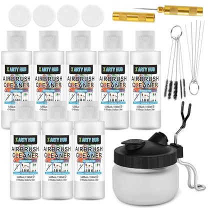 X ARTY HUB Airbrush Cleaning Kit, 32.4 fl oz Cleaner, Cleaning Pot & Tools - size: Airbrush Cleaning Kit with 32.4 fl oz Cleaner