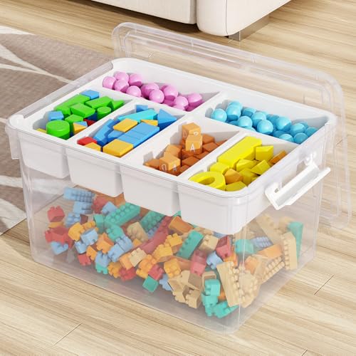 40Qt Stackable Storage Bin with Lid Tray Craft Box Organizer, 1Pack,WH - color: Clear White L, size: 40QT-1Pack
