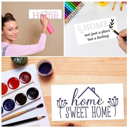 Keluna Welcome Home Stencils, 20 Pcs Large Sweet Home Plastic Template Letters for Wood Sign Porch Wall Decor - style: welcome stencil