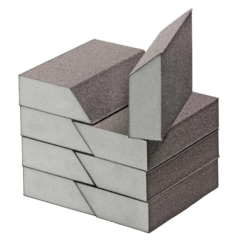 220 Grit Angled Sanding Blocks, Jamiikury Fine Sponge Sand Block Washable and Reusable, Wet & Dry Sandpaper Block for Wood Metal Drywall and Furniture Paint - Pack of 8 - size: 220 Grits