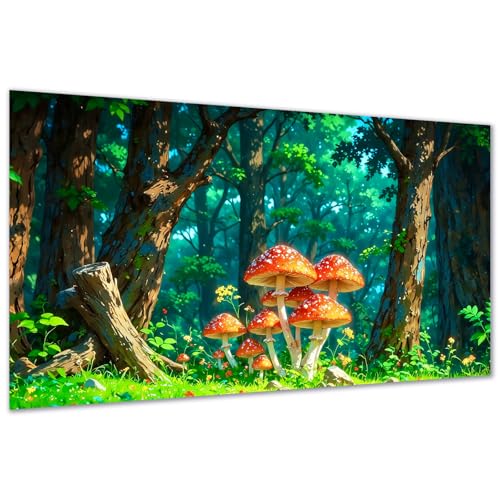 DDGEMART 5D Diamond Painting, Full Drill Enchanted Forest Mushroom Wild Woods Art for Adults, Large 28x16 Inch - color: Enchanted Forest Mushroom