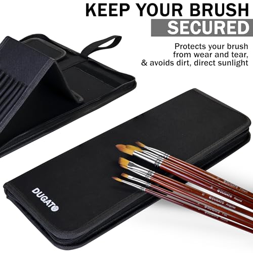 DUGATO Long Brush Holder & Organizer, Canvas Case 5.7 x 14.8 in, Black (Pack of 2) - color: Black, size: Large 5.7x14.8 inches (Pack of 2)