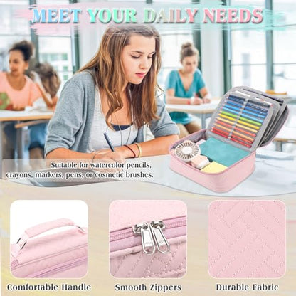 VX VONXURY Large Pencil Case, 54-Slot Colored Pen Pouch 2 Removable Sleeves - color: Pink