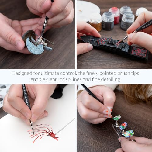 WA Portman Fine Detail Paint Brushes Set, 4pc Model Miniature Paint Brushes - color: Detail