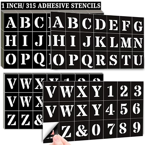 1 Inch Letter Stencils Numbers Templates 315 Adhesive Stencils for Painting, Glass Etching & Wood Burning Sticker Stencil Letters Numbers for DIY Crafts, Fabric, Mailbox, Art Projects, etc (StarStik) - style: 1 inch STARSTIK