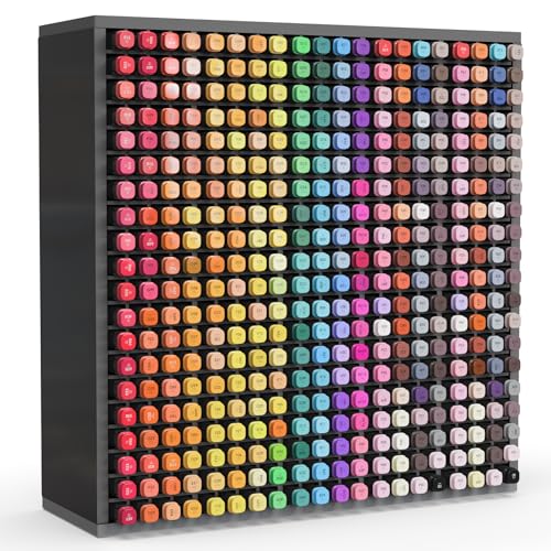 SANFURNEY 400 Slots Marker Organizer for Desk, Stackable, Black | Alcohol Marker Storage Rack, Pen Color Pencil Holder, Art Supply Organizer for Home Office Classroom